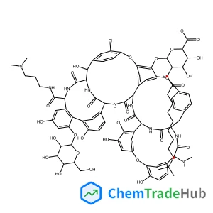 (2S,3S,4R,5R,6S)-6-[[(1S,2R,19R,22S,34S,37R,40R,52S)-5,32-dichloro-52-[3-(dimethylamino)propylcarbamoyl]-2,26,31,44,49-pentahydroxy-22-(methylamino)-21,35,38,54,56,59-hexaoxo-47-[(2R,3S,4S,5S,6R)-3,4,5-trihydroxy-6-(hydroxymethyl)oxan-2-yl]oxy-7,13,28-trioxa-20,36,39,53,55,58-hexazaundecacyclo[38.14.2.23,6.214,17.219,34.18,12.123,27.129,33.141,45.010,37.046,51]hexahexaconta-3,5,8,10,12(64),14(63),15,17(62),23(61),24,26,29(60),30,32,41(57),42,44,46(51),47,49,65-henicosaen-64-yl]oxy]-3,4-dihydroxy-5-(10-methylundecanoylamino)oxane-2-carboxylic acid