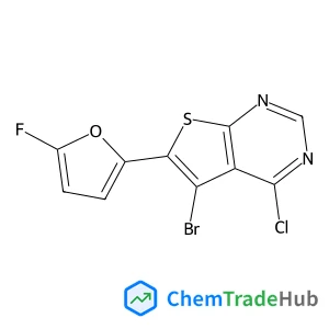 5-Bromo-4-chloro-6-(5-fluoro-2-furyl)thieno[2,3-d]pyrimidine structure