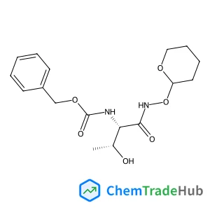 Benzyl {(2S,3R)-3-hydroxy-1-oxo-1-[(tetrahydro-2H-pyran-2-yloxy)amino]-2-butanyl}carbamate structure