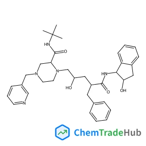 (2S)-1-[(2S,4R)-4-Benzyl-2-hydroxy-5-{[(1S,2R)-2-hydroxy-2,3-dihydro-1H-inden-1-yl]amino}-5-oxopentyl]-N-(2-methyl-2-propanyl)-4-[(~2~H_4_)-3-pyridinyl(~2~H_2_)methyl]-2-piperazinecarboxamide (non-pre
ferred name)
