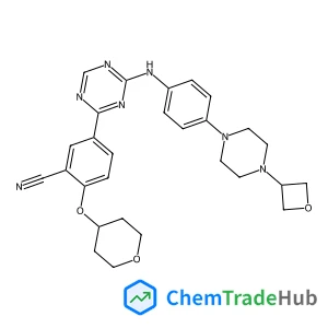5-[4-({4-[4-(3-Oxetanyl)-1-piperazinyl]phenyl}amino)-1,3,5-triazin-2-yl]-2-(tetrahydro-2H-pyran-4-yloxy)benzonitrile