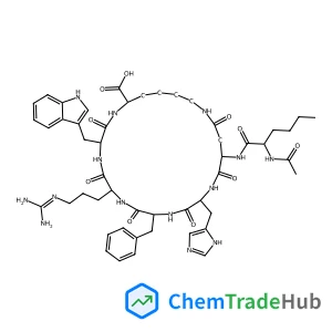 (3S,6S,9R,12S,15S,23S)-15-[(N-Acetyl-L-norleucyl)amino]-9-benzyl-6-(3-carbamimidamidopropyl)-12-(1H-imidazol-5-ylmethyl)-3-(1H-indol-3-ylmethyl)-2,5,8,11,14,17-hexaoxo-1,4,7,10,13,18-hexaazacyclotrico
sane-23-carboxylic acid