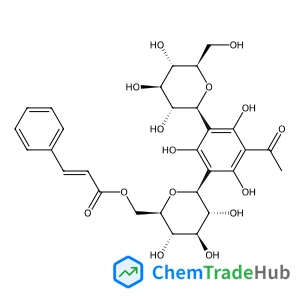 [(2R,3S,4R,5R,6S)-6-{3-Acetyl-2,4,6-trihydroxy-5-[(2S,3R,4R,5S,6R)-3,4,5-trihydroxy-6-(hydroxymethyl)tetrahydro-2H-pyran-2-yl]phenyl}-3,4,5-trihydroxytetrahydro-2H-pyran-2-yl]methyl (2E)-3-phenylacryl
ate (non-preferred name)