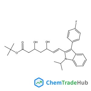 2-Methyl-2-propanyl (3R,5S,6E)-7-[3-(4-fluorophenyl)-1-isopropyl-1H-indol-2-yl]-3,5-dihydroxy-6-heptenoate