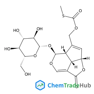 O-{[(2aS,4aS,5S,7bS)-5-(beta-D-Glucopyranosyloxy)-1-oxo-2a,4a,5,7b-tetrahydro-1H-2,6-dioxacyclopenta[cd]inden-4-yl]methyl} S-methyl carbonothioate