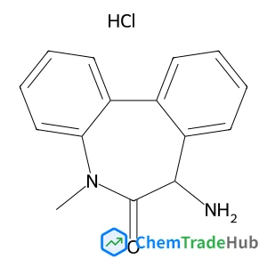 7-Amino-5-methyl-5,7-dihydro-6H-dibenzo[b,d]azepin-6-one hydrochloride (1:1) structure
