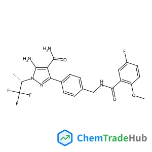 1H-Pyrazole-4-carboxamide,5-amino-3-[4-[[(5-fluoro-2-methoxybenzoyl)amino]methyl]phenyl]-1-[(1S)-2,2,2-trifluoro-1-methylethyl]