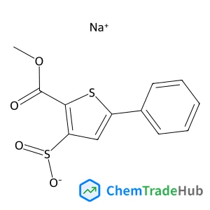 Sodium 2-(methoxycarbonyl)-5-phenyl-3-thiophenesulfinate structure