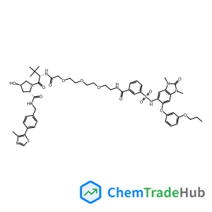 N-[13-(3-{[1,3-Dimethyl-2-oxo-6-(3-propoxyphenoxy)-2,3-dihydro-1H-benzimidazol-5-yl]sulfamoyl}phenyl)-13-oxo-3,6,9-trioxa-12-azatridecan-1-oyl]-3-methyl-L-valyl-(4R)-4-hydroxy-N-[4-(4-methyl-1,3-thiaz
ol-5-yl)benzyl]-L-prolinamide