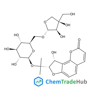 2-[(8S,9R)-9-Hydroxy-2-oxo-8,9-dihydro-2H-furo[2,3-h]chromen-8-yl]-2-propanyl 6-O-[(2R,3R,4R)-3,4-dihydroxy-4-(hydroxymethyl)tetrahydro-2-furanyl]-beta-D-glucopyranoside