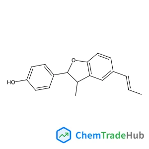 4-{(2R,3R)-3-Methyl-5-[(1E)-1-propen-1-yl]-2,3-dihydro-1-benzofuran-2-yl}phenol structure