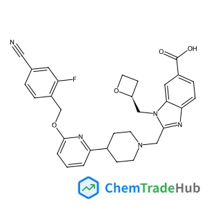 2-[(4-{6-[(4-Cyano-2-fluorobenzyl)oxy]-2-pyridinyl}-1-piperidinyl)methyl]-1-[(2S)-2-oxetanylmethyl]-1H-benzimidazole-6-carboxylic acid