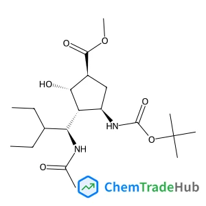 Cyclopentanecarboxylic acid,3-[(1S)-1-(acetylamino)-2-ethylbutyl]-4-[[(1,1-dimethylethoxy)carbonyl]amino]-2-hydroxy-,methyl ester,(1S,2S,3R,4R)-