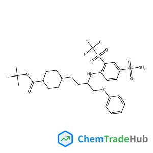 tert-butyl (R)-4-(4-(phenylthio)-3-((4-sulfamoyl-2-((trifluoromethyl)sulfonyl)phenyl)amino)butyl)piperazine-1-carboxylate