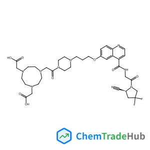 2,2'-(7-{2-[4-(3-{[4-({2-[(2S)-2-Cyano-4,4-difluoro-1-pyrrolidinyl]-2-oxoethyl}carbamoyl)-6-quinolinyl]oxy}propyl)-1-piperazinyl]-2-oxoethyl}-1,4,7-triazonane-1,4-diyl)diacetic acid