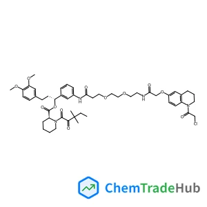 (1R)-1-(3-{[3-(2-{2-[({[1-(Chloroacetyl)-1,2,3,4-tetrahydro-6-quinolinyl]oxy}acetyl)amino]ethoxy}ethoxy)propanoyl]amino}phenyl)-3-(3,4-dimethoxyphenyl)propyl (2S)-1-(3,3-dimethyl-2-oxopentanoyl)-2-pip
eridinecarboxylate