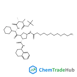 (4S)-4-[({2-[2-(2-Aminoethoxy)ethoxy]ethoxy}acetyl)amino]-1-{(2S)-2-cyclohexyl-2-[(N-methyl-N-{[(2-methyl-2-propanyl)oxy]carbonyl}-L-alanyl)amino]acetyl}-N-[(1R)-1,2,3,4-tetrahydro-1-naphthalenyl]-D-p
rolinamide