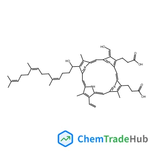 3,3'-{3-Formyl-8-[(4E,8E)-1-hydroxy-5,9,13-trimethyl-4,8,12-tetradecatrien-1-yl]-7,12,17-trimethyl-13-vinyl-2,18-porphyrindiyl}dipropanoic acid