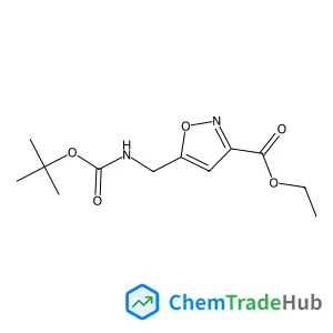Ethyl 5-[({[(2-methyl-2-propanyl)oxy]carbonyl}amino)methyl]-1,2-oxazole-3-carboxylate structure