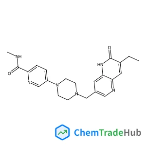 5-{4-[(7-Ethyl-6-oxo-5,6-dihydro-1,5-naphthyridin-3-yl)methyl]-1-piperazinyl}-N-methyl-2-pyridinecarboxamide