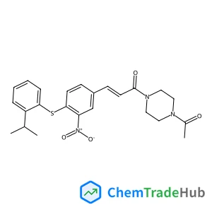 2-Propen-1-one, 1-(4-acetyl-1-piperazinyl)-3-(4-((2-(1-methylethyl)phenyl)thio)-3-nitrophenyl)-