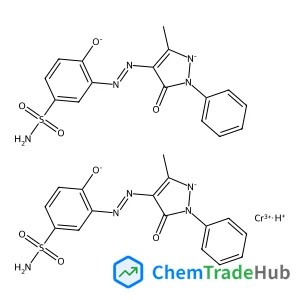 Hydrogen bis[3-[(4,5-dihydro-3-methyl-5-oxo-1-phenyl-1H-pyrazol-4-yl)azo]-4-hydroxybenzene-1-sulphonamidato(2-)]chromate(1-)