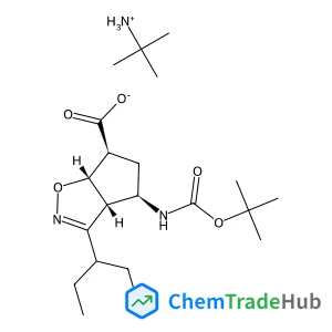 2-Methyl-2-propanaminium (3aR,4R,6S,6aS)-4-({[(2-methyl-2-propanyl)oxy]carbonyl}amino)-3-(3-pentanyl)-4,5,6,6a-tetrahydro-3aH-cyclopenta[d][1,2]oxazole-6-carboxylate
