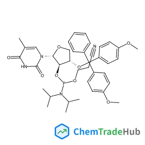 1-{2’-O-[(2-Cyanoethoxy)(diisopropyl   amino)phosphino]-3’-O-[(4,4’-dimethoxytriphenyl)methyl]-L-threofuranosyl}   thymine