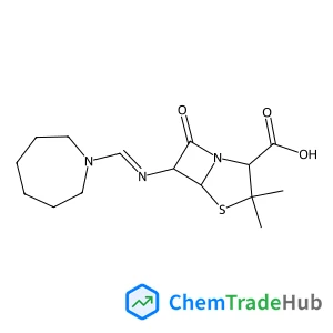 [(2,2-Dimethylpropanoyl)oxy]methyl (5R,6R)-6-[(E)-(1-azepanylmethylene)amino]-3,3-dimethyl-7-oxo-4-thia-1-azabicyclo[3.2.0]heptane-2-carboxylate