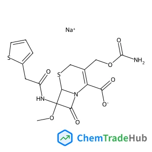 Sodium (6R,7S)-3-((carbamoyloxy)methyl)-7-methoxy-8-oxo-7-(2-(thiophen-2-yl)acetamido)-5-thia-1-azabicyclo[4.2.0]oct-2-ene-2-carboxylate