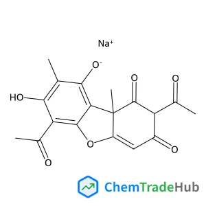 1,3(2H,9bH)-Dibenzofurandione,2,6-diacetyl-7,9-dihydroxy-8,9b-dimethyl-, sodium salt (1:1)