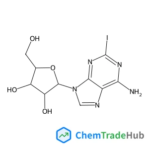 (2R,3R,4S,5R)-2-(6-amino-2-iodo-purin-9-yl)-5-(hydroxymethyl)tetrahydrofuran-3,4-diol (2R,3R,4S,5R)-2-(6-amino-2-iodo-purin-9-yl)-5-(hydroxymethyl)tetrahydrofuran-3,4-diol