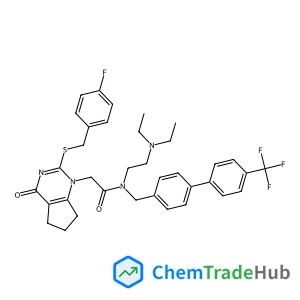 N-[2-(Diethylamino)ethyl]-2-{2-[(4-fluorobenzyl)sulfanyl]-4-oxo-4,5,6,7-tetrahydro-1H-cyclopenta[d]pyrimidin-1-yl}-N-{[4'-(trifluoromethyl)-4-biphenylyl]methyl}acetamide