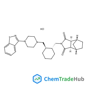 (1R,2S,6R,7S)-4-{[(1R,2R)-2-{[4-(1,2-Benzothiazol-3-yl)-1-piperazinyl]methyl}cyclohexyl]methyl}-4-azatricyclo[5.2.1.0~2,6~]decane-3,5-dione hydrochloride (1:1)
