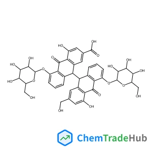 (9R,9'S)-5,5'-Bis(beta-D-glucopyranosyloxy)-4,4'-dihydroxy-2'-(hydroxymethyl)-10,10'-dioxo-9,9',10,10'-tetrahydro-9,9'-bianthracene-2-carboxylic acid
