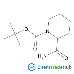 2-Methyl-2-propanyl 2-carbamoyl-1-piperidinecarboxylate structure