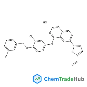 5-[4-[3-chloro-4-[(3-fluorophenyl)methoxy]anilino]quinazolin-6-yl]furan-2-carbaldehyde;hydrochloride