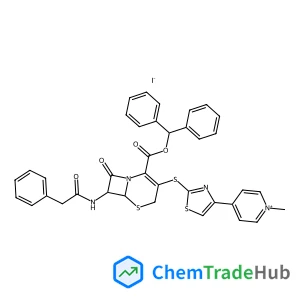 4-[2-({(6R,7R)-2-[(Diphenylmethoxy)carbonyl]-8-oxo-7-[(phenylacetyl)amino]-5-thia-1-azabicyclo[4.2.0]oct-2-en-3-yl}sulfanyl)-1,3-thiazol-4-yl]-1-methylpyridinium iodide