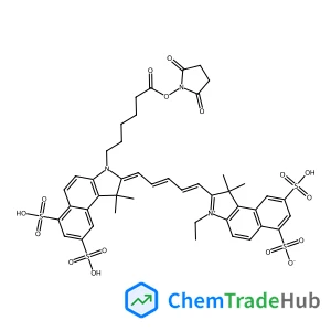 2-[(1E,3E,5Z)-5-(3-{6-[(2,5-Dioxo-1-pyrrolidinyl)oxy]-6-oxohexyl}-1,1-dimethyl-6,8-disulfo-1,3-dihydro-2H-benzo[e]indol-2-ylidene)-1,3-pentadien-1-yl]-3-ethyl-1,1-dimethyl-8-sulfo-1H-benzo[e]indolium-
6-sulfonate