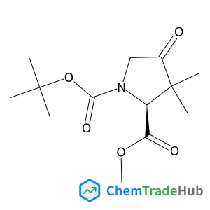 2-Methyl 1-(2-methyl-2-propanyl) (2S)-3,3-dimethyl-4-oxo-1,2-pyrrolidinedicarboxylate structure