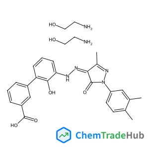3'-{(2Z)-2-[1-(3,4-Dimethylphenyl)-3-methyl-5-oxo-1,5-dihydro-4H-pyrazol-4-ylidene]hydrazino}-2'-hydroxy-3-biphenylcarboxylic acid - 2-aminoethanol (1:2)
