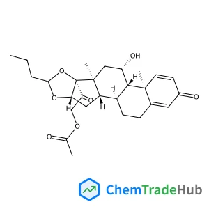 (11b,16a)-21-(Acetyloxy)-16,17-[butylidenebis(oxy)]-11-hydroxy-pregna-1,4-diene-3,20-dione structure