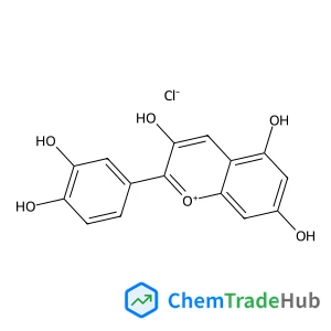 2-(3,4-Dihydroxyphenyl)-5,7-dihydroxy-3-chromeniumolate hydrochloride (1:1)