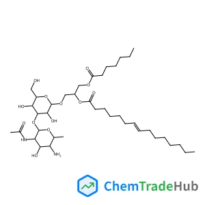 1-{[3-O-(2-Acetamido-4-amino-2,4,6-trideoxyhexopyranosyl)hexopyranosyl]oxy}-3-(heptanoyloxy)-2-propanyl (7E)-7-pentadecenoate