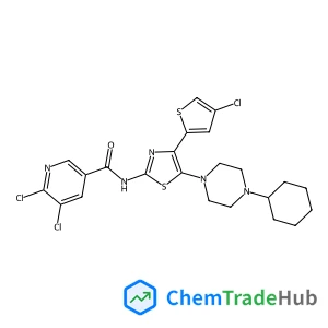 5,6-Dichloro-N-(4-(4-chlorothiophen-2-yl)-5-(4-cyclohexylpiperazin-1-yl)thiazol-2-yl)nicotinamide
