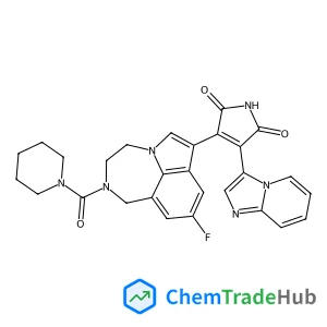 3-[9-Fluoro-2-(1-piperidinylcarbonyl)-1,2,3,4-tetrahydro[1,4]diazepino[6,7,1-hi]indol-7-yl]-4-(imidazo[1,2-a]pyridin-3-yl)-1H-pyrrole-2,5-dione