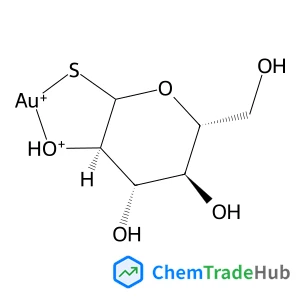 Gold, [1-(thio-κS)-D-glucopyranosato-κO2]- structure