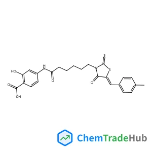 2-Hydroxy-4-({6-[5-(4-methylbenzylidene)-4-oxo-2-thioxo-1,3-thiazolidin-3-yl]hexanoyl}amino)benzoic acid