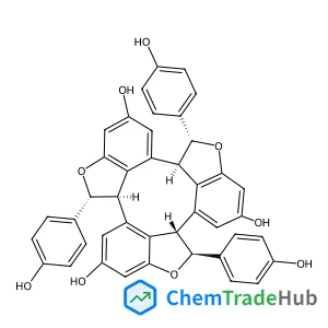 (2R,2aR,7R,7aR,12S,12aS)-2,7,12-Tris(4-hydroxyphenyl)-2,2a,7,7a,12,12a-hexahydrobis[1]benzofuro[3',4':4,5,6;3'',4'':7,8,9]cyclonona[1,2,3-cd][1]benzofuran-4,9,14-triol