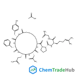 1-{[(4R,7S,10S,13S,16S)-7-(2-Amino-2-oxoethyl)-10-(3-amino-3-oxopropyl)-13-benzyl-16-(4-hydroxybenzyl)-6,9,12,15,18-pentaoxo-1,2-dithia-5,8,11,14,17-pentaazacycloicosan-4-yl]carbonyl}-L-prolyl-N~5~-(d
iaminomethylene)-D-ornithylglycinamide acetate (1:1)